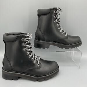 NEW Sorel Women’s Lennox Leather Lace up Boots Black Size 6.5